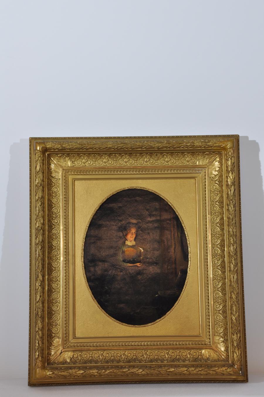 Dienstmeisje bij kaarslicht