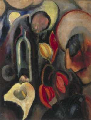 composition-with-head-bottle-and-flowers