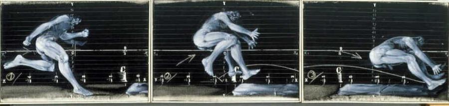L'Homme qui saut (Trois images d'après E. Muybrigde)  (Springende man (drie beelden naar E. Muybridge))