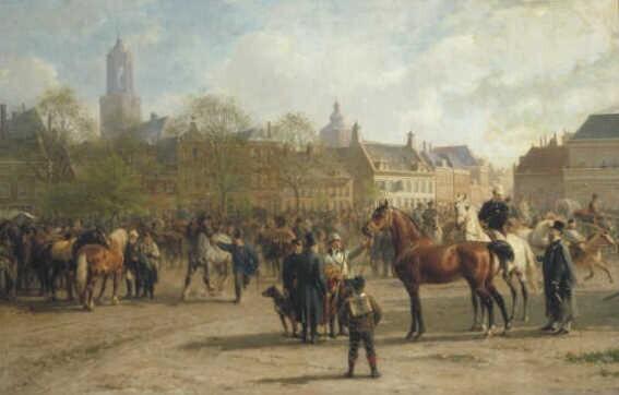 De paardenmarkt op het Vreeburg te Utrecht, palmmaandag