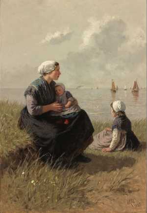 fisherman-s-wife-with-children-on-a-dune