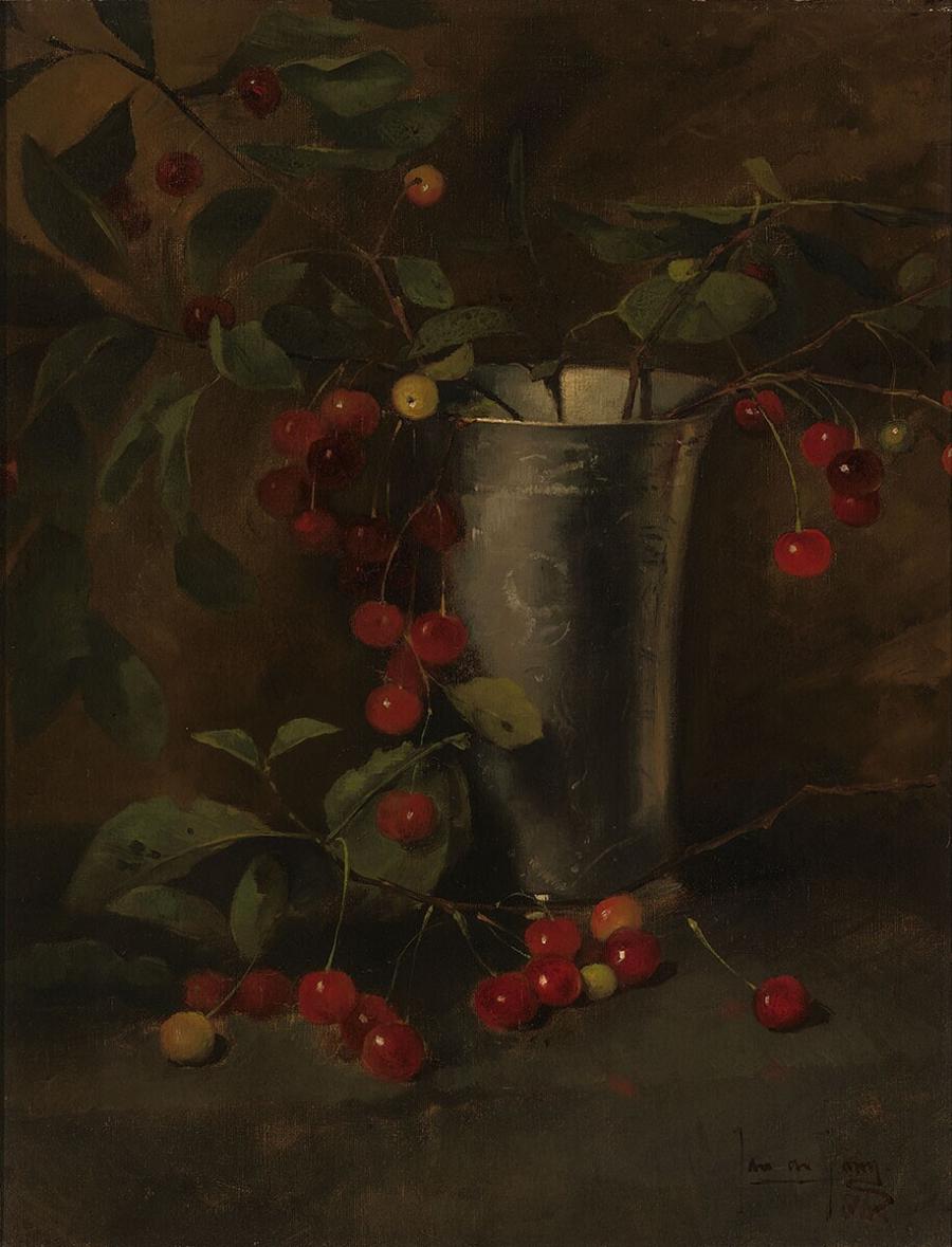 Kersen in een tinnen kroes