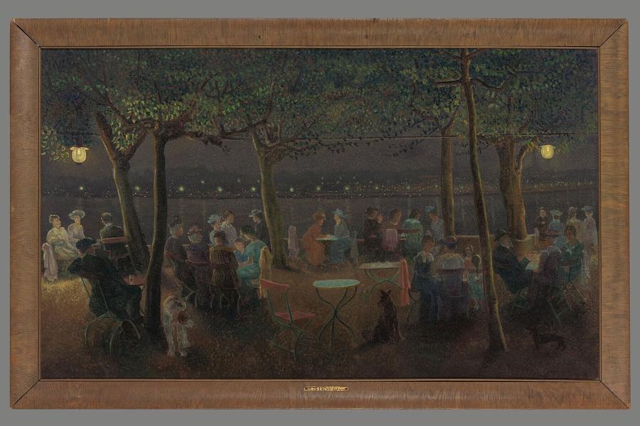 Riviergezicht bij Nijmegen in de avond