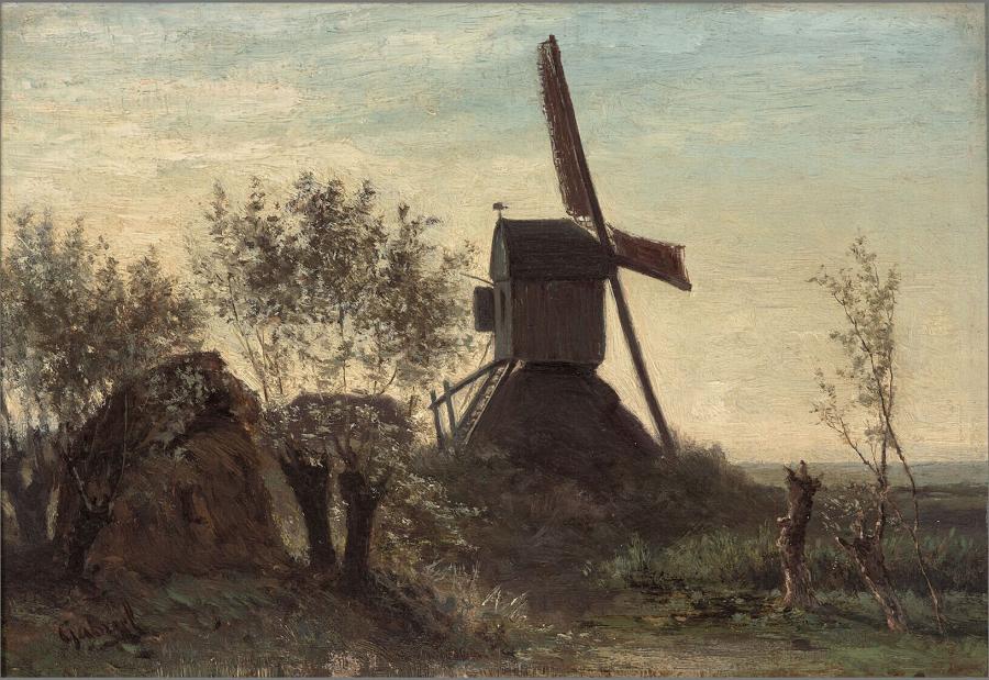 Mill near a wide Ditch with Pollard Willows