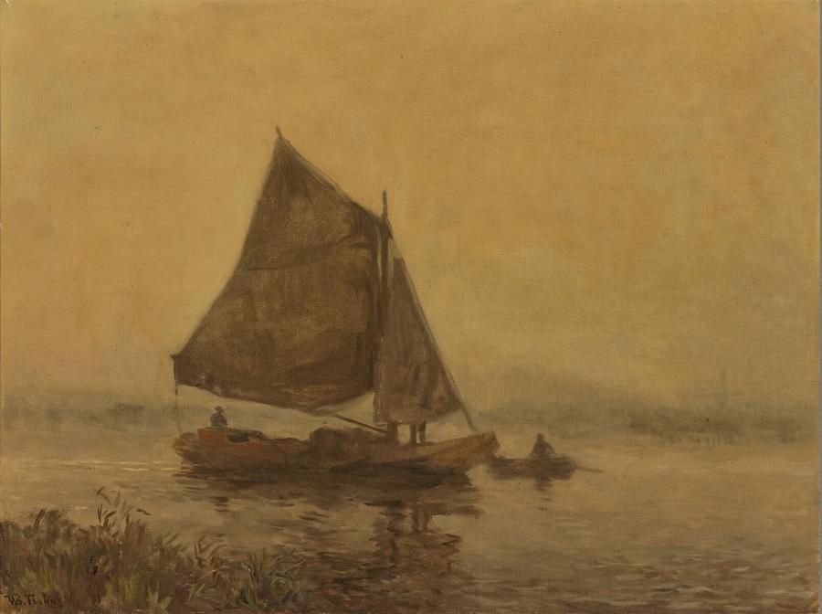 View of a River with a Sailing Boat