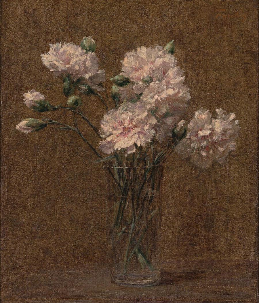 White carnations in a glass