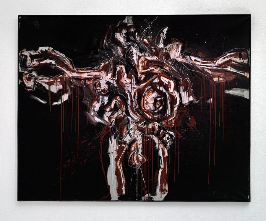 Grande crucifixion rouge et noir