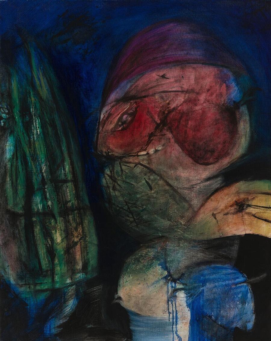 Staand naakt voor spiegel