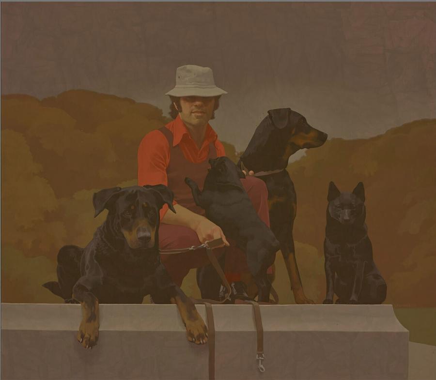 Alan with the Dogs on a Grey Day (Alan met de honden op een grauwe dag)