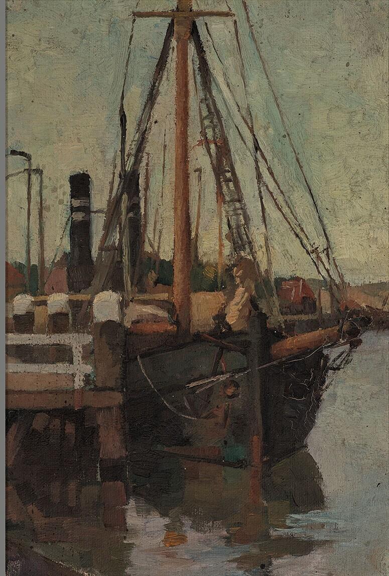 Landing-stage with boats