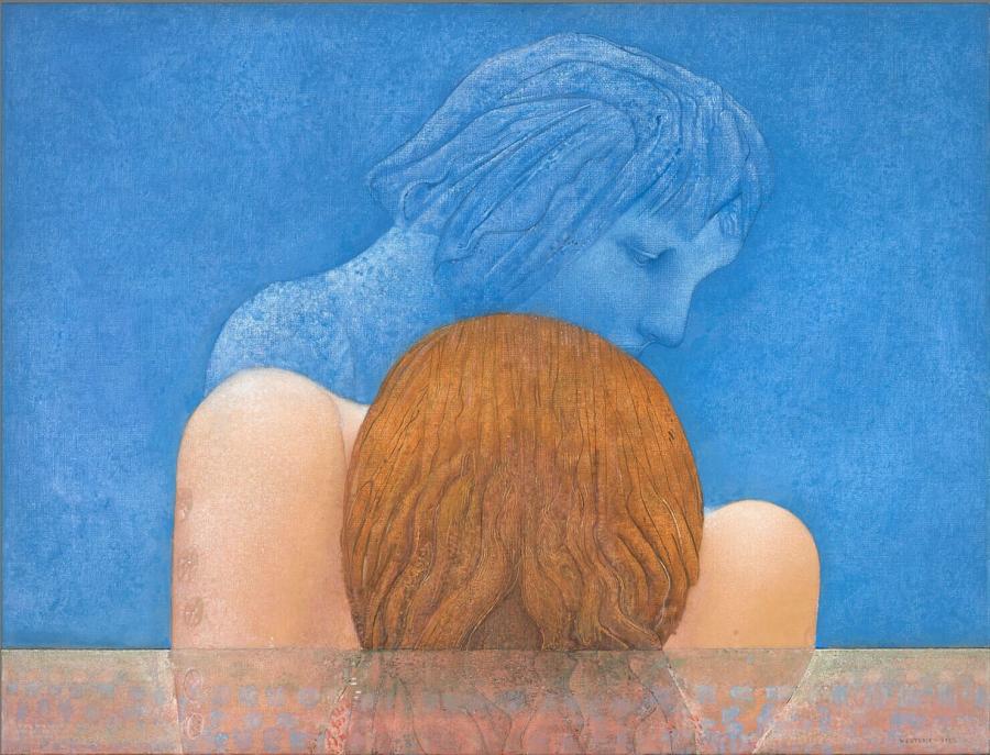 Meisje met haar in het water