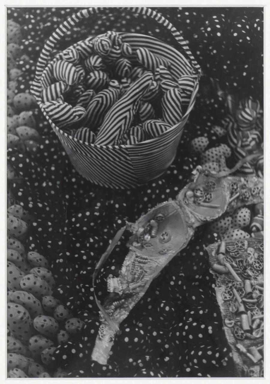 Photograph of Yayoi Kusama's installation 'Kitchen Utensils' (1963-1964)