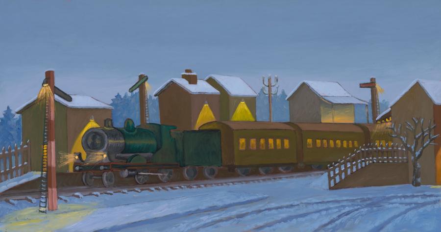 Stazione al crepuscolo d'inverno (Station in de scherming in de winter)