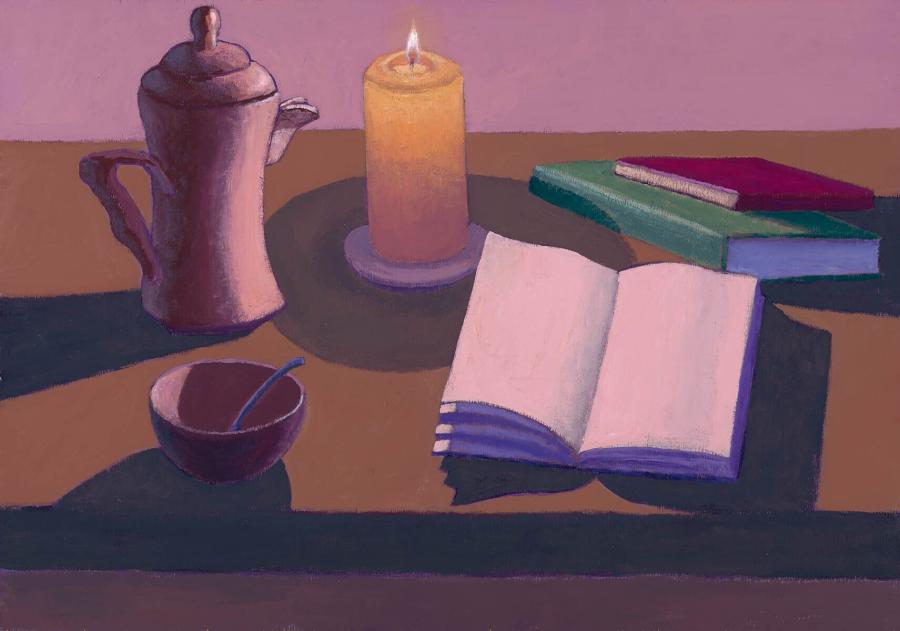 Natura morta con candela accesa (Stilleven met brandende kaars)