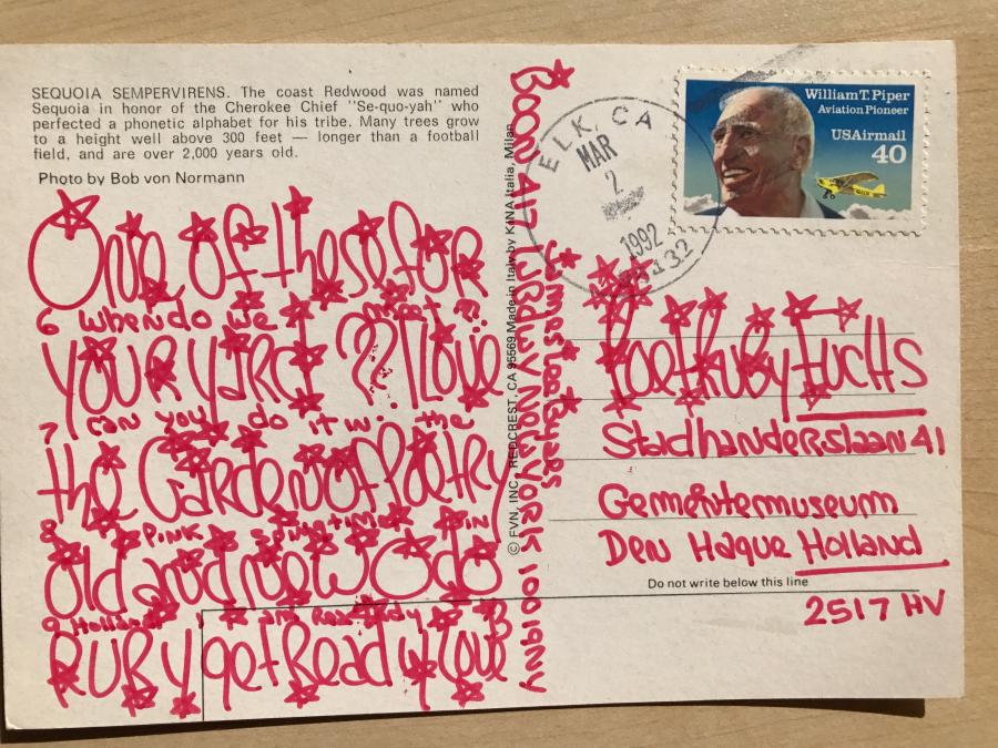 Ansichtkaart aan Rudi Fuchs