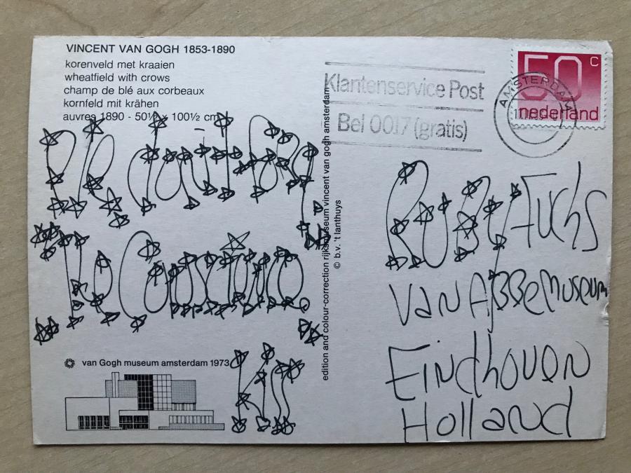 Ansichtkaart aan Rudi Fuchs