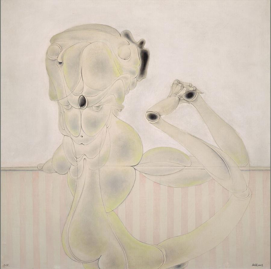 Désarticulation sur fond rayé