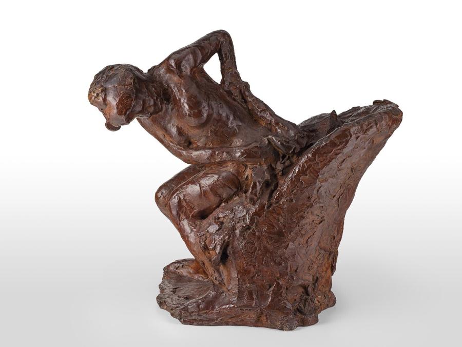Seated Woman Wiping her Left Hip