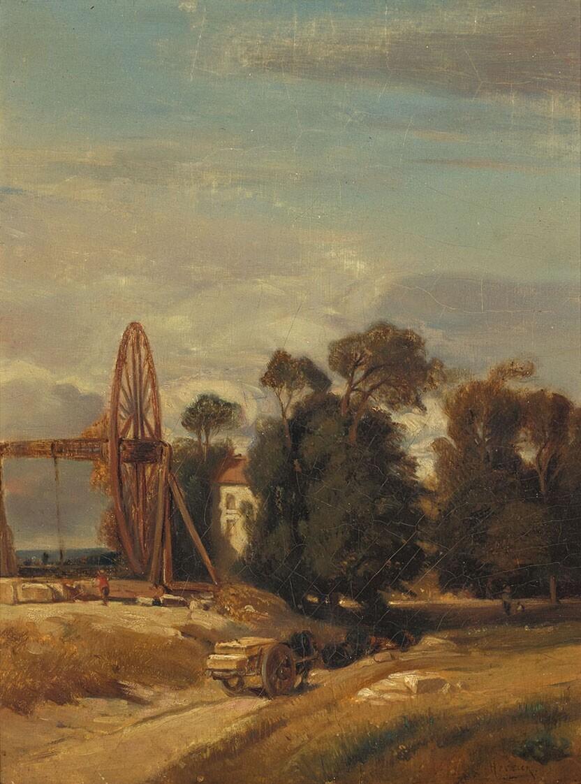 Landscape with trees and quarry