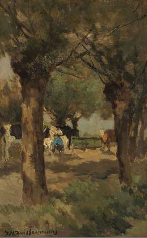 milking-cows-amidst-willow-trees