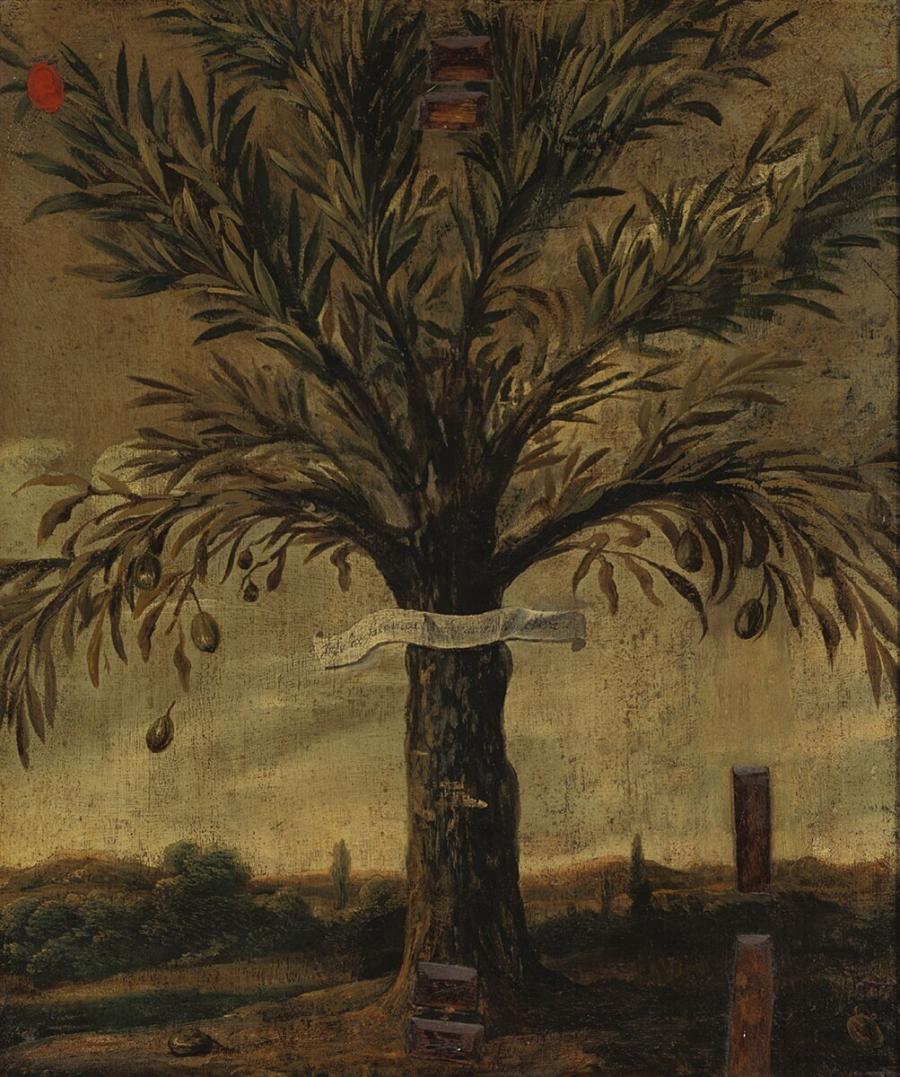 Infelix fatum cadit ab de ramis oliva (Ach, onzalig lot, de olijf valt van de takken)