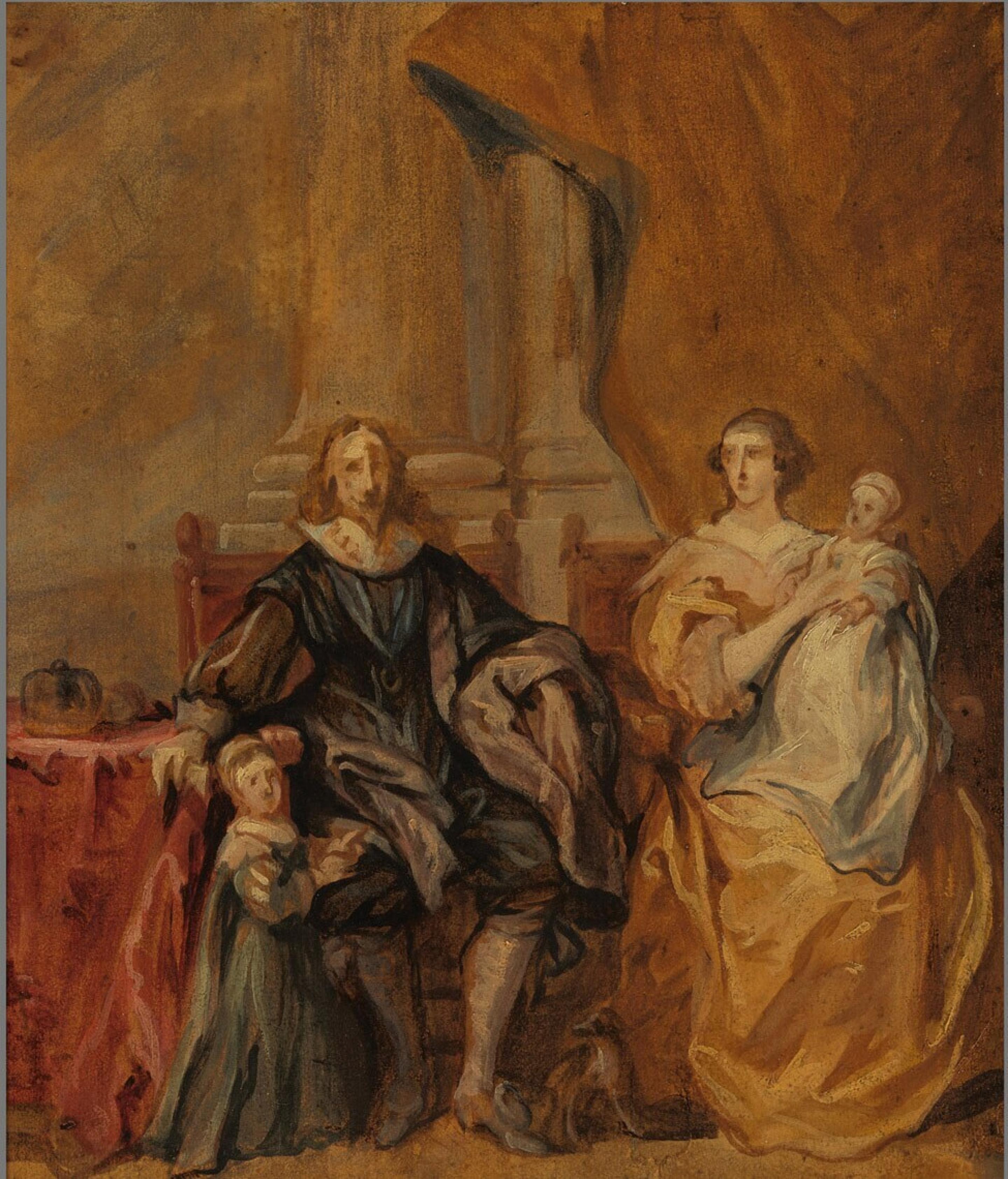Koning Karel I van Engeland met Henrietta Maria en hun twee oudste kinderen Museum Boijmans