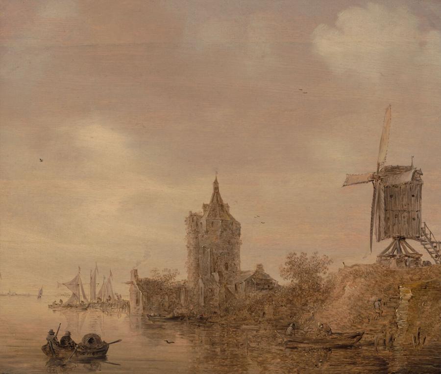 A River Bank with a Mill and a Ruin of a Castle