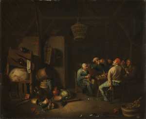 interior-of-a-barn-with-a-company-at-table-twelfth-night