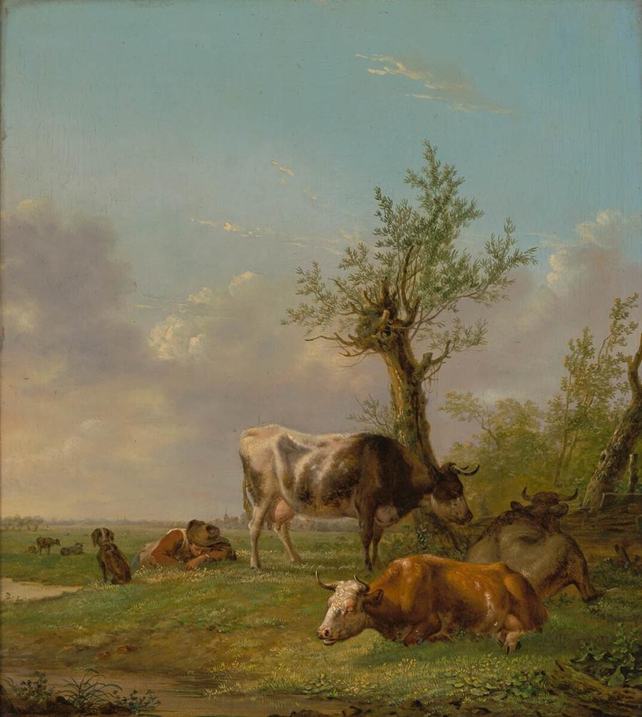 Landscape with Cows and a Sleaping Sheperd's Boy with a Dog