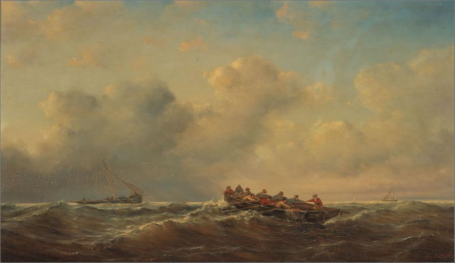 Zeegezicht met vissersboten