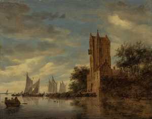 river-scene-with-the-pellekussen-poort-near-utrecht