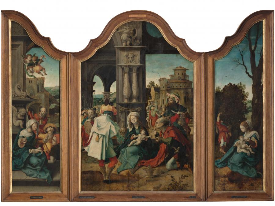 Triptych with the Adoration of the Magi, the Adoration of the Shephards and the Rest on the Flight into Egypt
