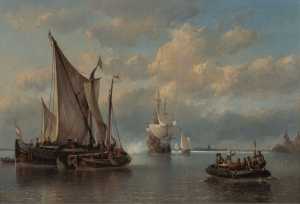 the-merwede-river-with-the-flight-of-hugo-grotius