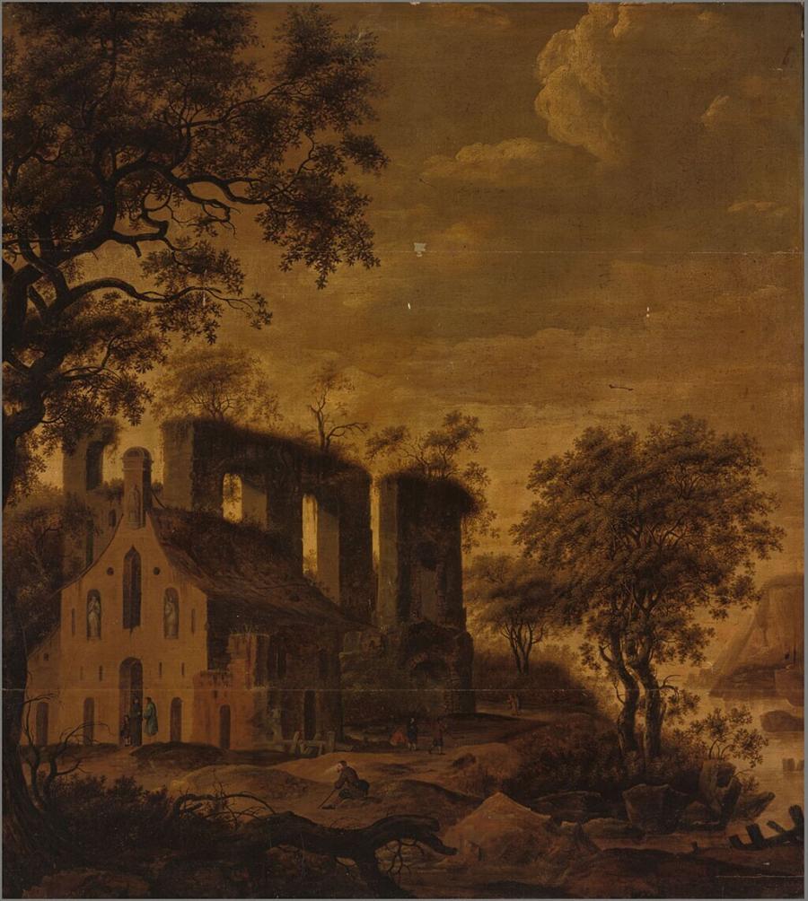 Avondlandschap met ruïne