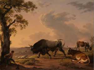 a-bull-attacked-by-a-dog-in-an-italian-landscape