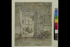 view-through-the-open-front-door-of-a-home-a-mother-seated-with-two-children