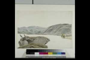 twee-tekeningen-een-bergachtig-italiaans-landschap-en-een-ruine-van-een-gemetselde-brug