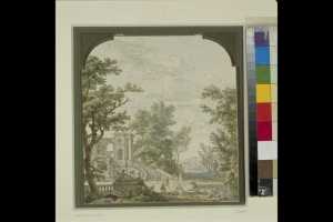 view-in-a-garden-with-a-rococo-fountain-design-for-a-wallpaper-painting-in-saxenburg-estate