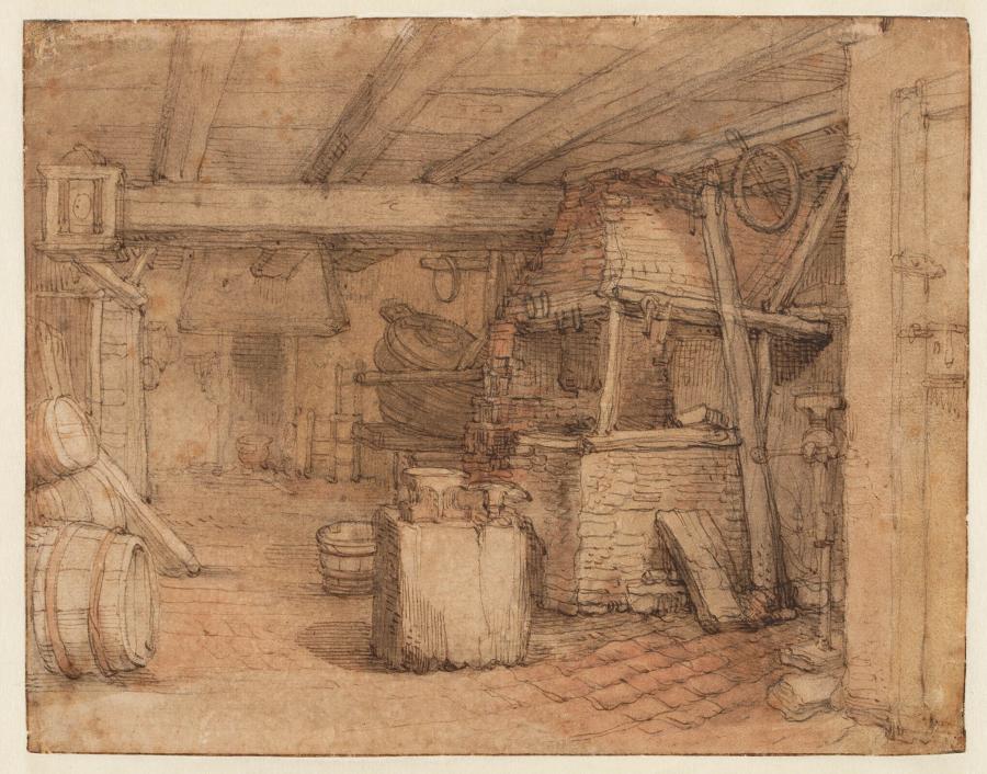 Interieur van de werkplaats van een kuiper