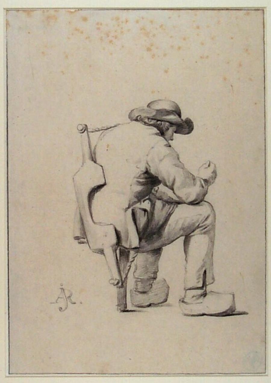 A 'Stand', Study of a Seated Man with a Yoke on His Back (Drawing Society Without Law or Spell, Amsterdam)