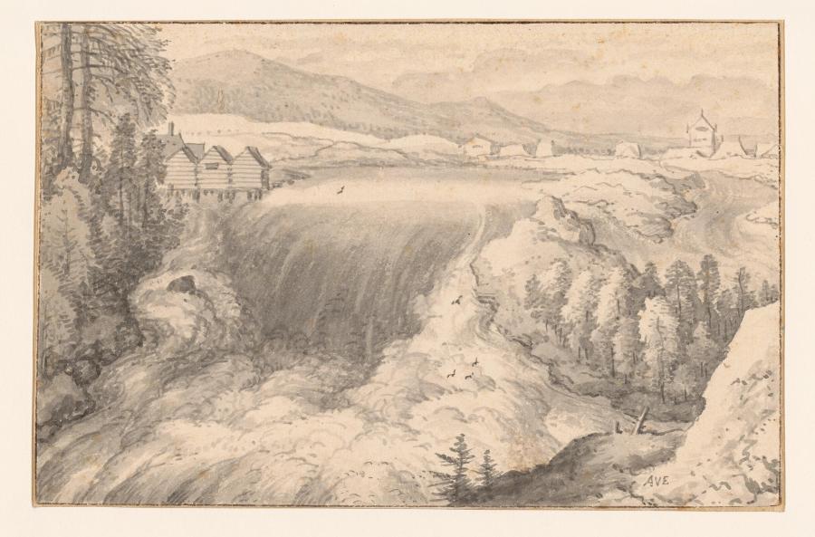 Nordic Landscape with the Waterfall Güllofallet near Trollhättan