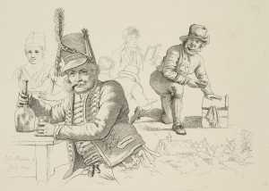 studieblad-met-een-drinkende-huzaar-en-een-schoenpoetser