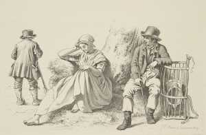 zittend-meisje-potteman-en-man-met-spade