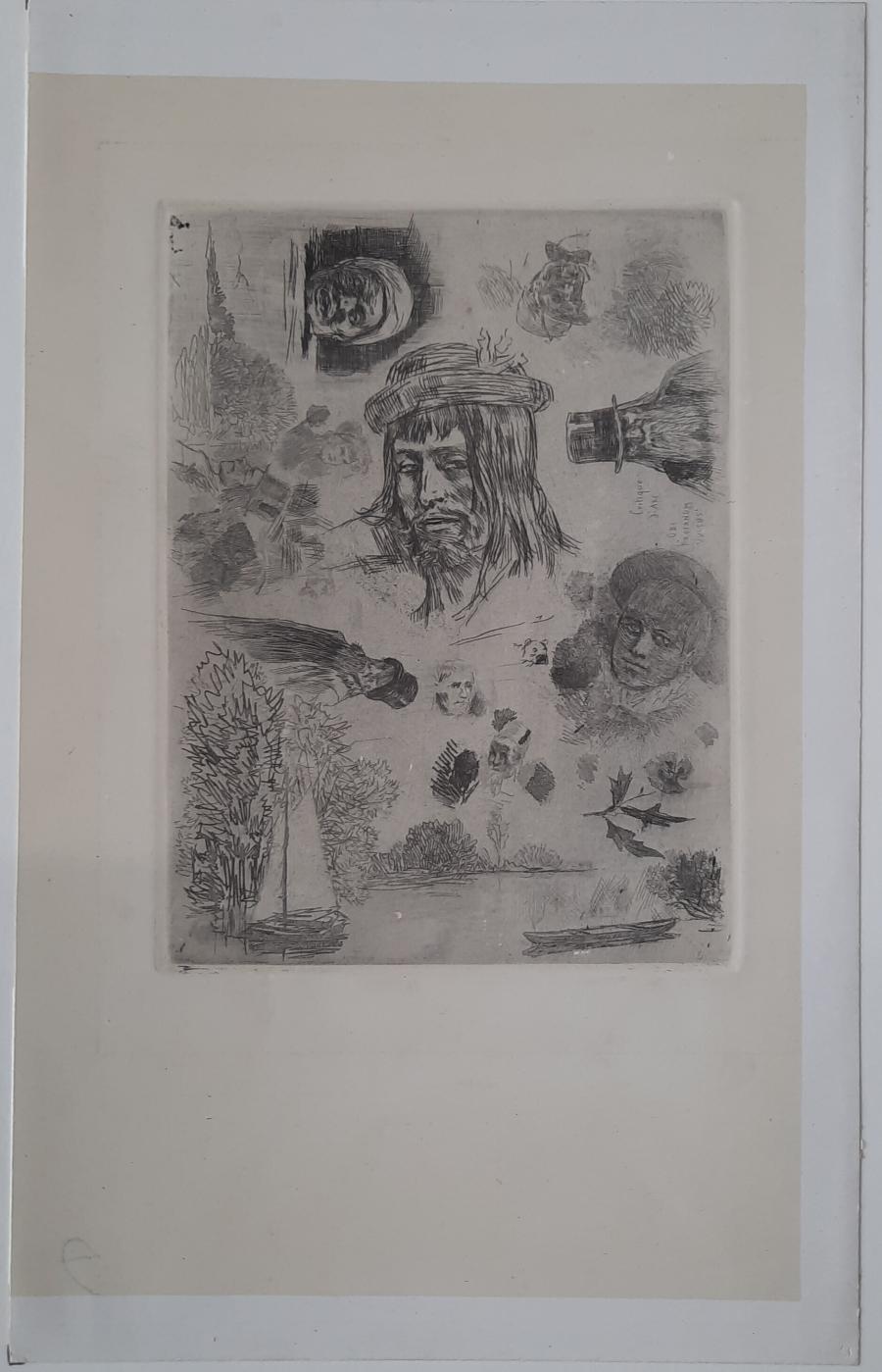 The Print with a Portrait of a Roma Man and other Faces