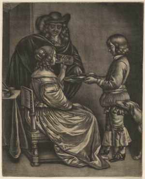 male-servant-offering-a-platter-to-a-seated-lady