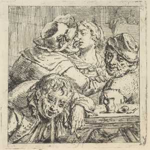 two-men-at-a-table-drinking-and-smoking-behind-them-an-amoured-couple