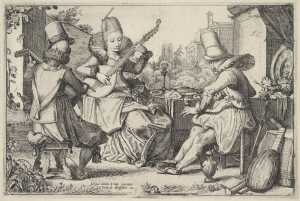 two-elegantly-dressed-men-and-a-woman-in-a-garden