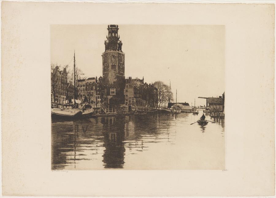 Oude Schans met Montelbaanstoren en roeiboot