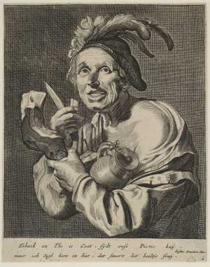 a-man-with-a-jug-eating-from-a-ham