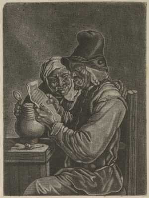 een-vrouw-met-kruik-en-een-man-met-een-brief